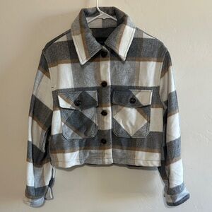 Love Tree Plaid Gray and White Women's Jacket size S